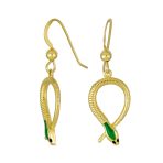 Egyptian Snake Dangle Earrings Gold Plated Sterling Silver Animal