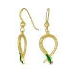 Egyptian Snake Dangle Earrings Gold Plated Sterling Silver Animal