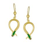Egyptian Snake Dangle Earrings Gold Plated Sterling Silver Animal - Image 2