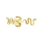 Garden Crawler Reptile Snake Stud Earrings Yellow Gold Plated Silver - Image 3
