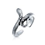 Set of 2 Garden Reptile Snake and Geko Lizard Midi Toe Ring Sterling Silver - Image 2