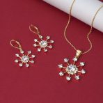 Festive Christmas CZ Snowflake Pendant Necklace Winter Holiday Party Gold Plated - Image 4