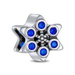 Christmas Charm Bead Blue Snowflake CZ for Winter Bracelets