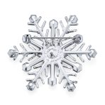 Large Multi Ice Blue Snowflake Brooche Pin Crystal Holiday Party Rhodium Plated - Image 2