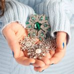 Large CZ Pave Snowflake Brooch Pin Silver Plated Brass Winter Holiday Scarf - Image 3
