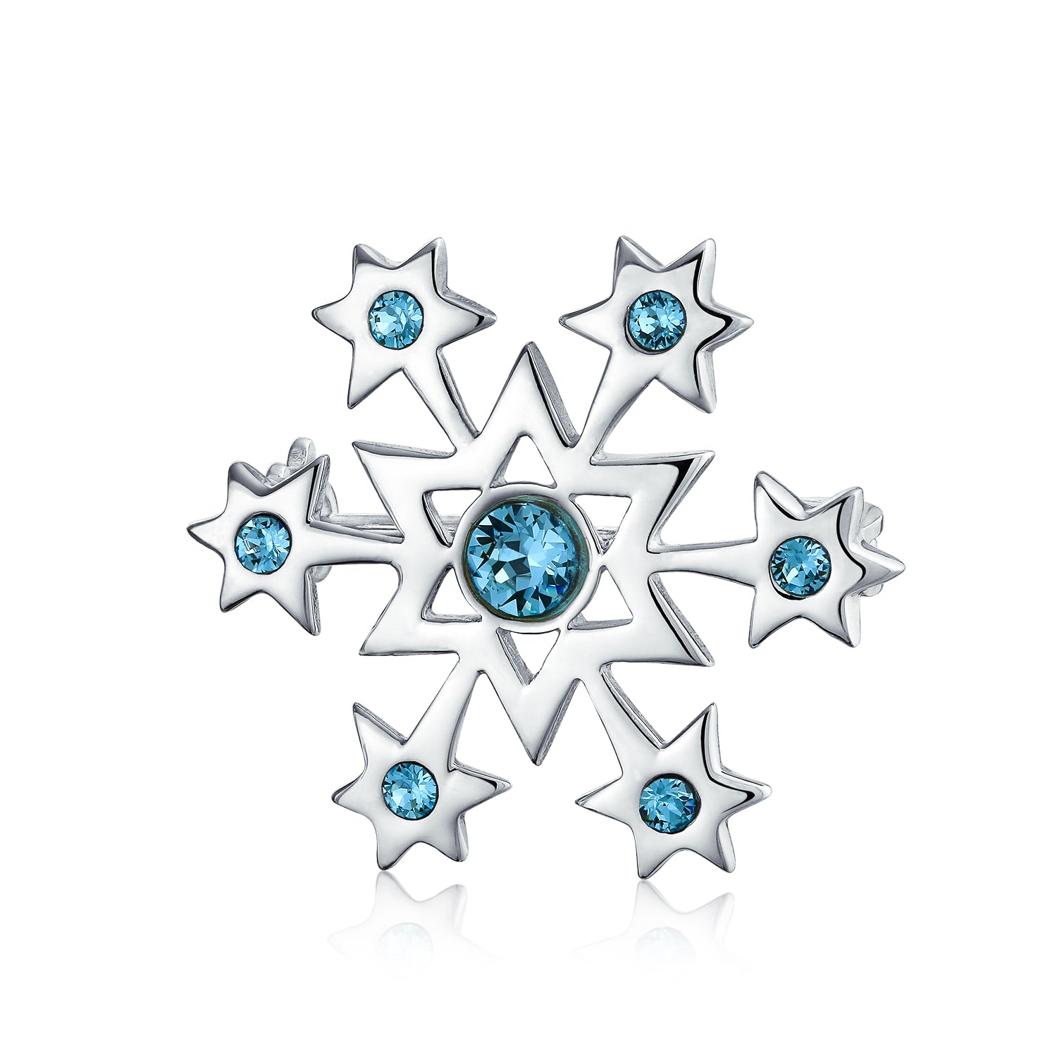 snowflake-christmas-brooch-aqua-silver_mma-4358-az_1 Frozen Winter Aqua Ice Blue CZ Snowflake Brooche Pin for Holiday Party Scarves - Image 1