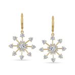 Festive Christmas CZ Snowflake Dangle Chandelier Earrings Gold Plated Lever Back - Image 2