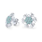 Cubic Zirconia Snowflake CZ Stud Earrings, Sterling Silver for Holiday Parties - Image 2