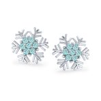 Cubic Zirconia Snowflake CZ Stud Earrings, Sterling Silver for Holiday Parties - Image 4