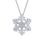 Holiday Party Snowflake Pendant Necklace & Earrings Set Blue CZ Sterling Silver - Image 3
