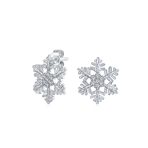 Holiday Party Snowflake Pendant Necklace & Earrings Set Blue CZ Sterling Silver - Image 5