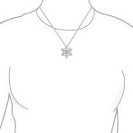 Holiday Party Snowflake Pendant Necklace & Earrings Set Blue CZ Sterling Silver - Image 7