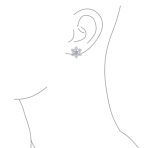 Holiday Party Snowflake Pendant Necklace & Earrings Set Blue CZ Sterling Silver - Image 9