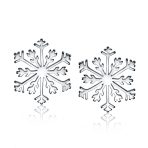 Classic Snowflake Stud Earrings Polished Sterling Silver for Christmas Parties