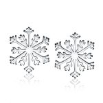 Classic Snowflake Stud Earrings Polished Sterling Silver for Christmas Parties