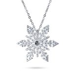 Winter Holiday Snowflake Pendant Necklace Rhodium Plated for Christmas Parties - Image 2