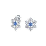 Holiday Party Snowflake Pendant Necklace & Earrings Set Blue CZ Sterling Silver - Image 6