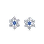 Holiday Party Snowflake Pendant Necklace & Earrings Set Blue CZ Sterling Silver - Image 8