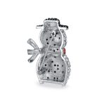 Winter Holiday White Glitter Crystal Snowman Scarf Brooche Pin Silver Plated - Image 2
