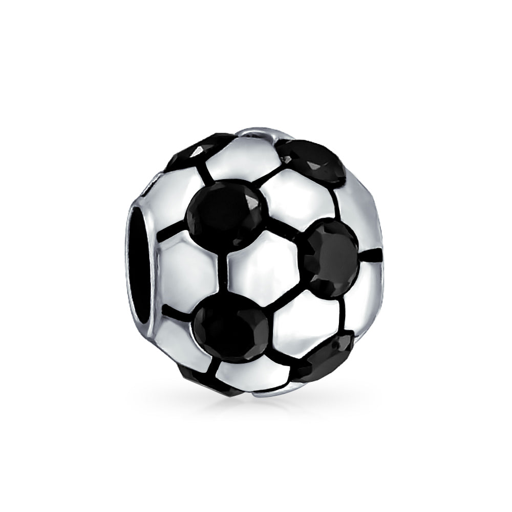 soccer-ball-silver-bead-black_pbx-hsz-038-az_1 Black CZ Soccer Ball Mom Football Player Charm Bead Silver - Image 1