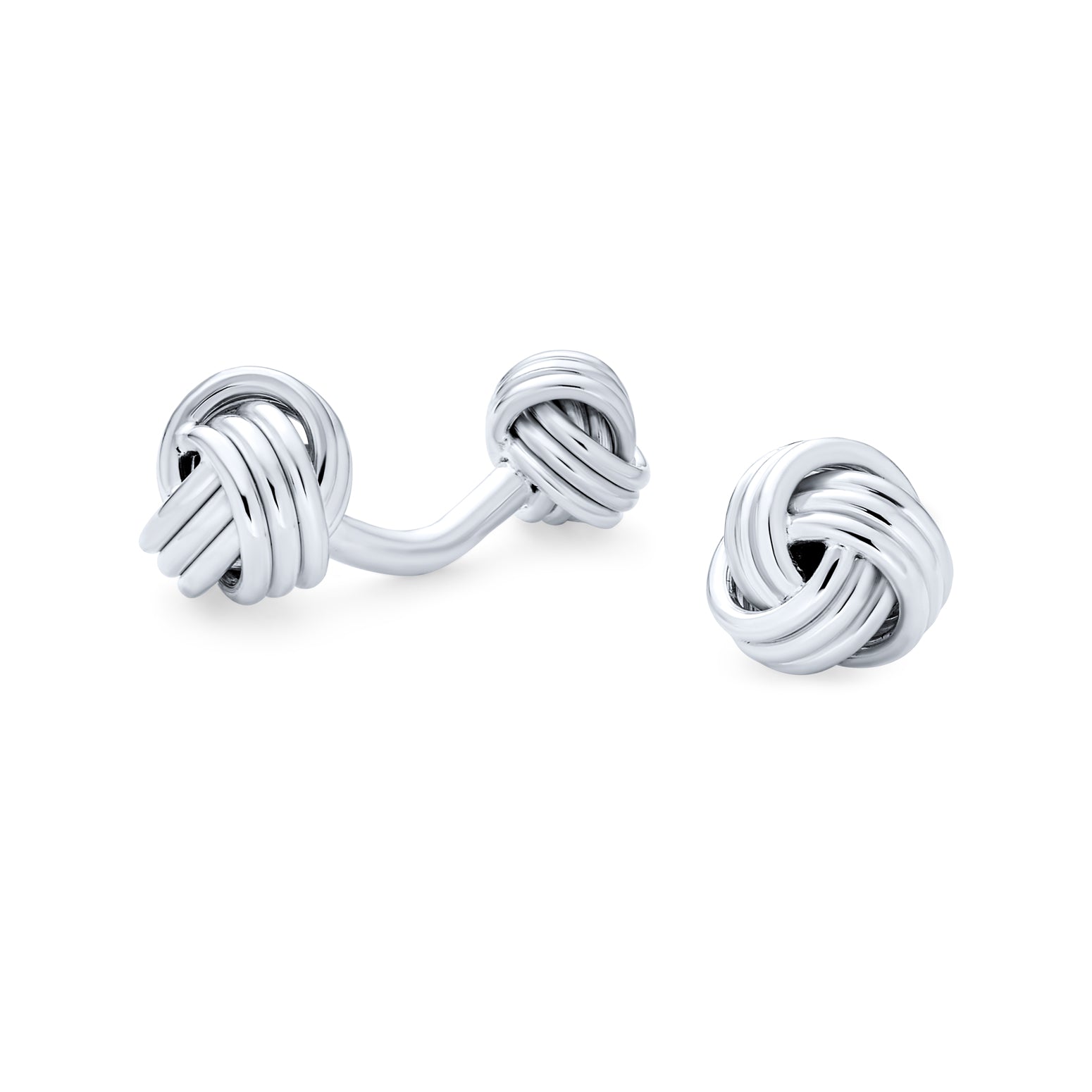 solid-twist-love-knot-woven_eam-c305-az_1 Solid Double Sided Love Knot Shirt Cufflink for Men Executive Groom Gift Silver - Image 1