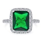 Classic Large Cubic Zirconia 10CT CZ Green Emerald Cut Cocktail Statement Ring