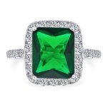 Classic Large Cubic Zirconia 10CT CZ Green Emerald Cut Cocktail Statement Ring