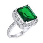 Classic Large Cubic Zirconia 10CT CZ Green Emerald Cut Cocktail Statement Ring - Image 2