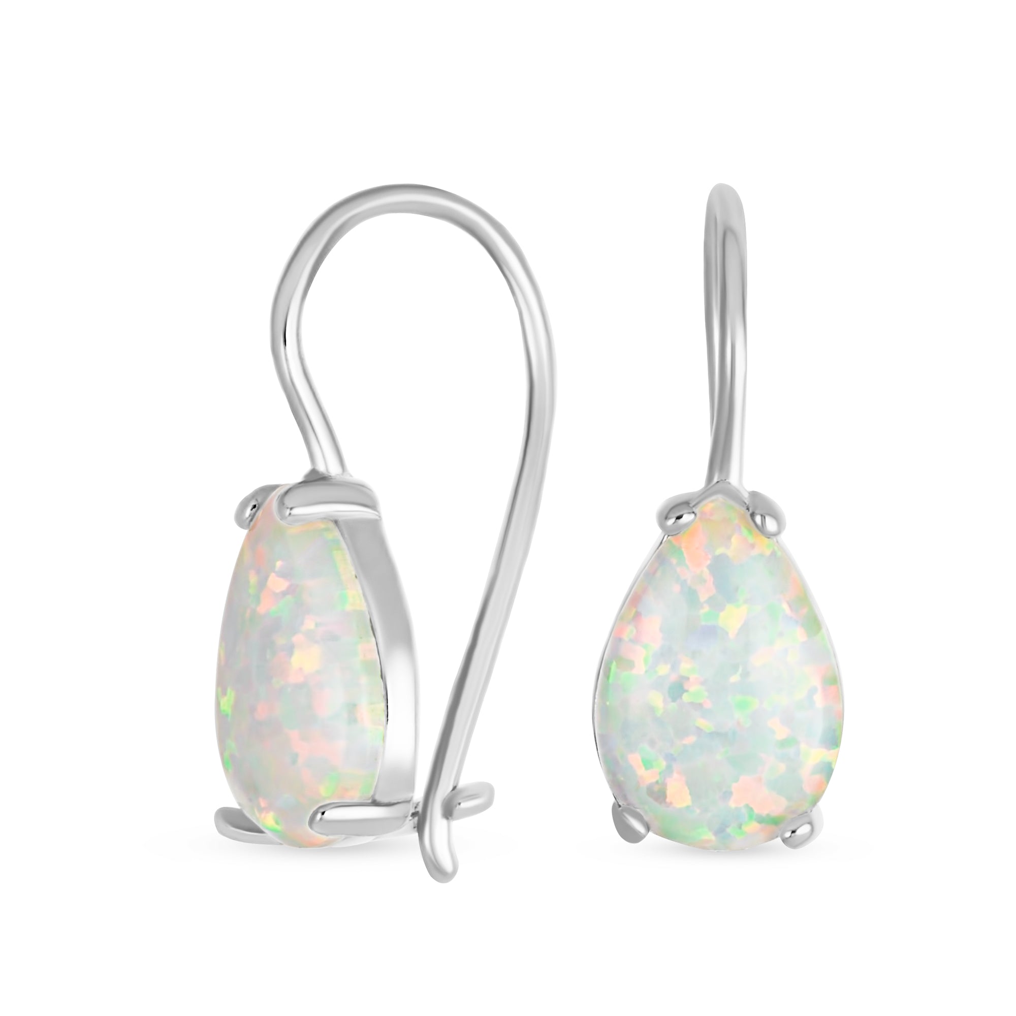 solitaire-teardrop-white-opal-drop-earrings-xny-es3921a1-az_111 Orange White Teardrop Opal Drop Earrings Gold Plated Silver Fish Hook - Image 1