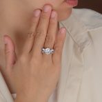 3CTW Three Stone CZ Ring Round Solitaire Sterling Silver - Image 3
