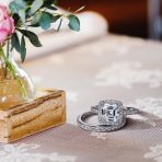 Art Deco Style 2CT Asscher Cut Square CZ Cubic Zirconia Halo Engagement Ring Band Set Sterling Silver - Image 5