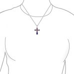 Blue Turquoise & Red Heart Religious Cross Necklace Pendant .925 Sterling Silver - Image 6