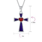 Blue Turquoise & Red Heart Religious Cross Necklace Pendant .925 Sterling Silver - Image 8