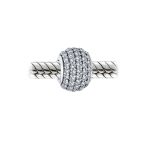 Sparkling Dome Crystal Bead Charm Spacer Sterling Silver for European Bracelet - Image 2