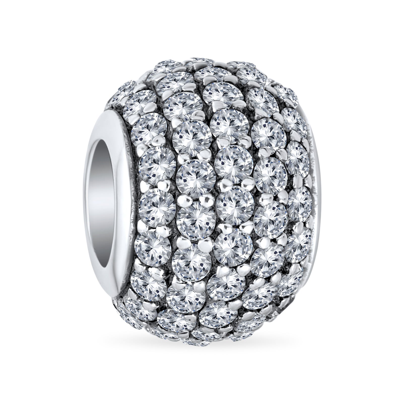 sparkling_rose_gold_plated_bead_charm_pbx-hsz-223-w-d_2 Sparkling Dome Crystal Bead Charm Spacer Sterling Silver for European Bracelet - Image 1