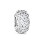 Sparkling Dome Crystal Bead Charm Rose Gold Plated Silver for European Bracelet