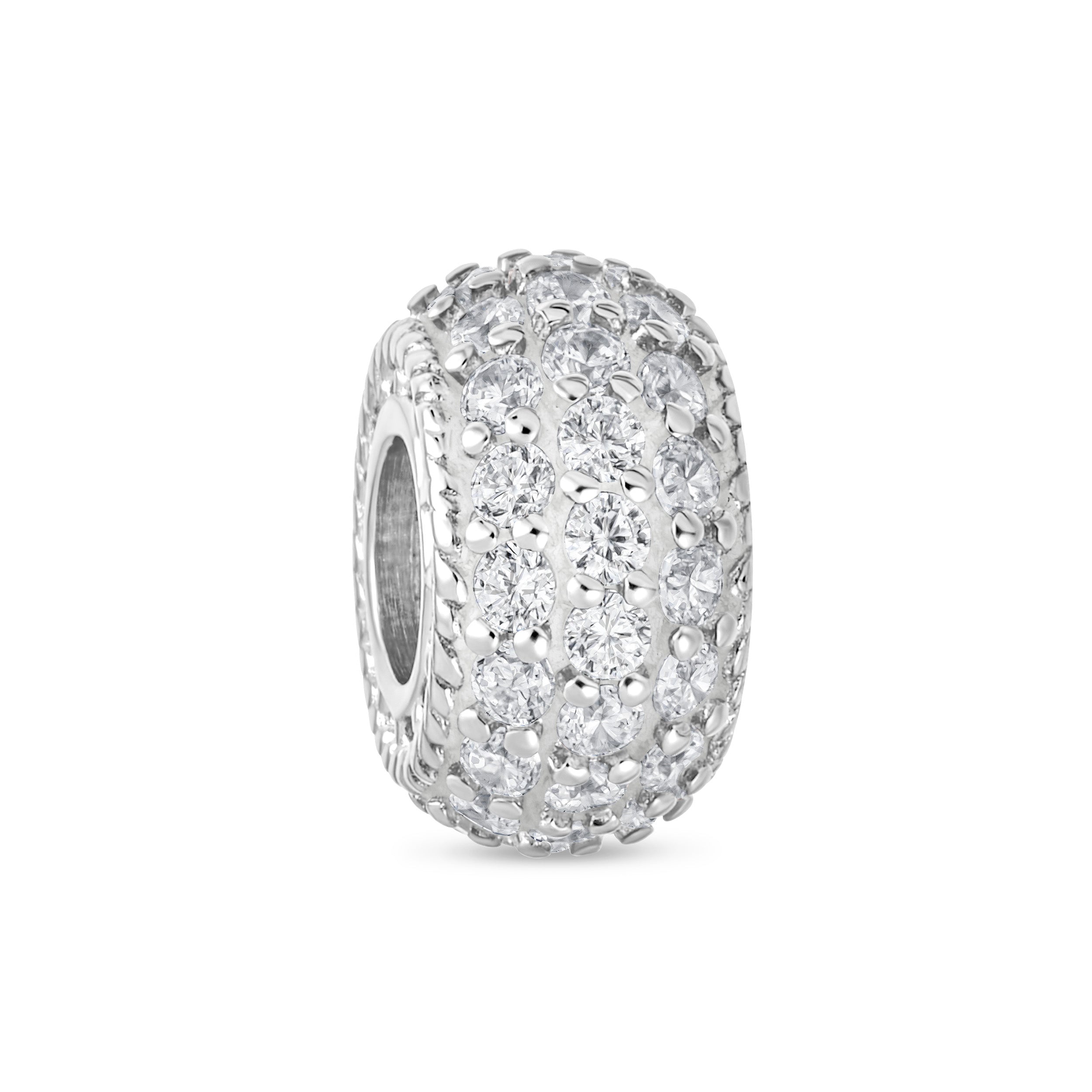 sparkling_white_silver_cz_bead_charm_pbx-rsz-366-w-s_11 Sparkling Dome Crystal Bead Charm Rose Gold Plated Silver for European Bracelet - Image 1