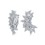 Elegant Statement Ear Crawler Clusters Sparkling Cubic Zirconia CZ Leaf Clip On Earrings Non Pierced Ears