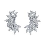 Elegant Statement Ear Crawler Clusters Sparkling Cubic Zirconia CZ Leaf Clip On Earrings Non Pierced Ears - Image 2