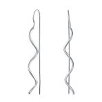 Geometric Wavy Zig Zag Thin Wire Dangle Earrings in  Sterling Silver