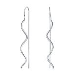 Geometric Wavy Zig Zag Thin Wire Dangle Earrings in  Sterling Silver