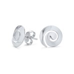 Boho Hammered Geometric Swirl Stud Earrings 14K Gold Silver