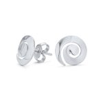 Boho Hammered Geometric Swirl Stud Earrings 14K Gold Silver