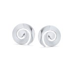 Boho Hammered Geometric Swirl Stud Earrings 14K Gold Silver - Image 3