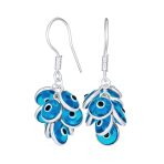 Spiritual Protection Round Multiple Cluster Evil Eye Charms Dangle Earrings Sterling Silver Fish Hook
