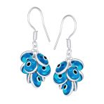 Spiritual Protection Round Multiple Cluster Evil Eye Charms Dangle Earrings Sterling Silver Fish Hook - Image 3