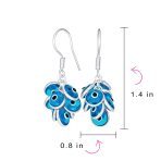 Spiritual Protection Round Multiple Cluster Evil Eye Charms Dangle Earrings Sterling Silver Fish Hook - Image 7