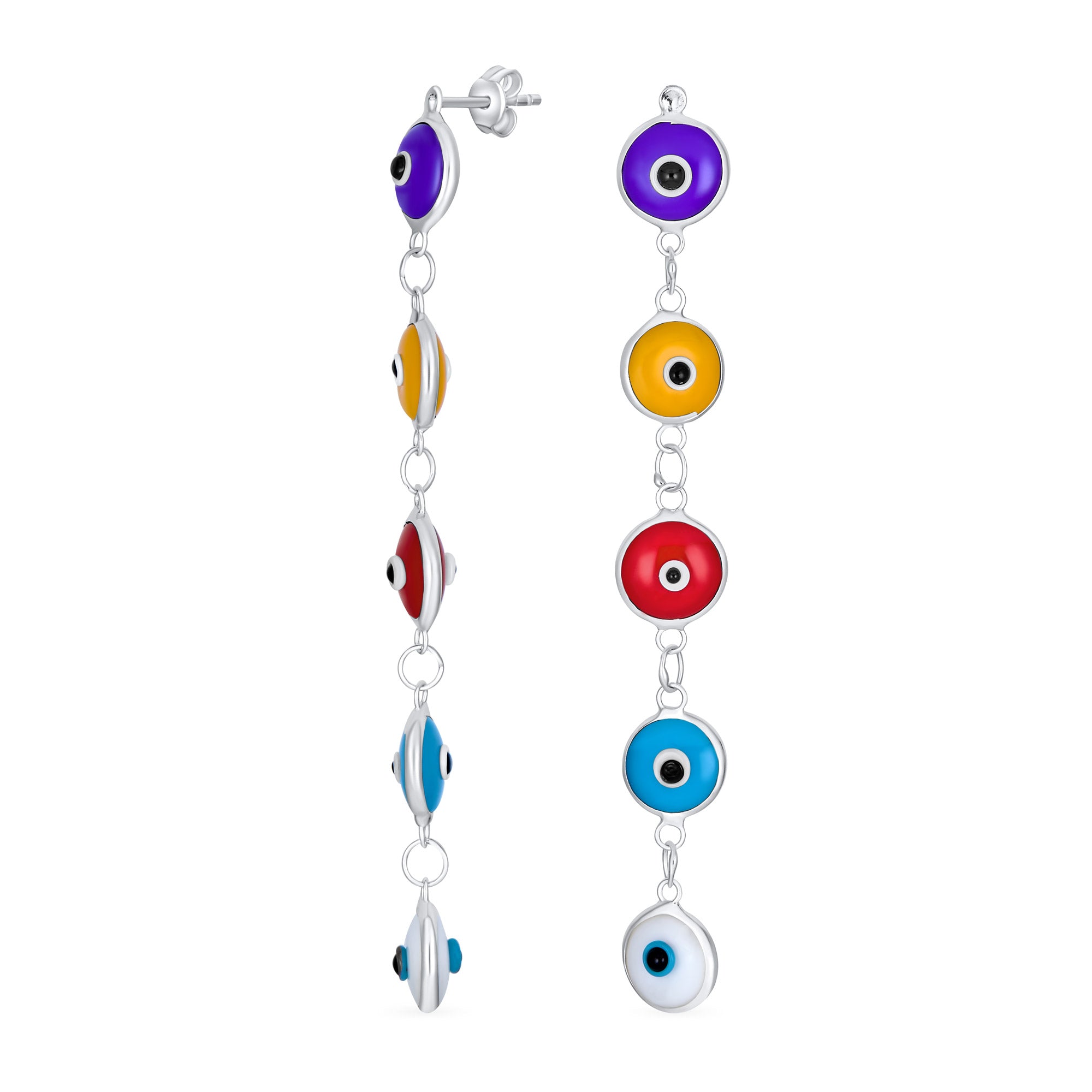 spiritual-protection-earring-dangle-drop-eye-evil-silver-iy-dsc1223mc_1 Turkish Spiritual Protection Multi Color Evil Eye Long Dangling Earrings .925 Sterling Silver 2.5" - Image 1