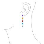 Turkish Spiritual Protection Multi Color Evil Eye Long Dangling Earrings .925 Sterling Silver 2.5" - Image 3