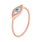 Minimalist CZ Halo Evil Eye 1MM Band Midi Ring Gold Plated Sterling Silver - Image 4
